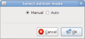 Panel for select the edition mode