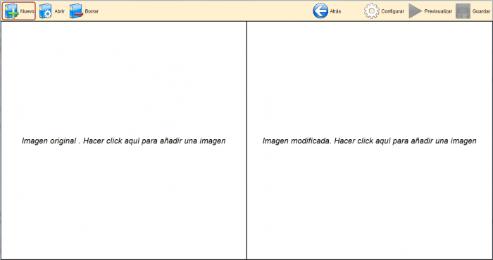 Aspecto inicial del editor de ejercicios de Diferencias.